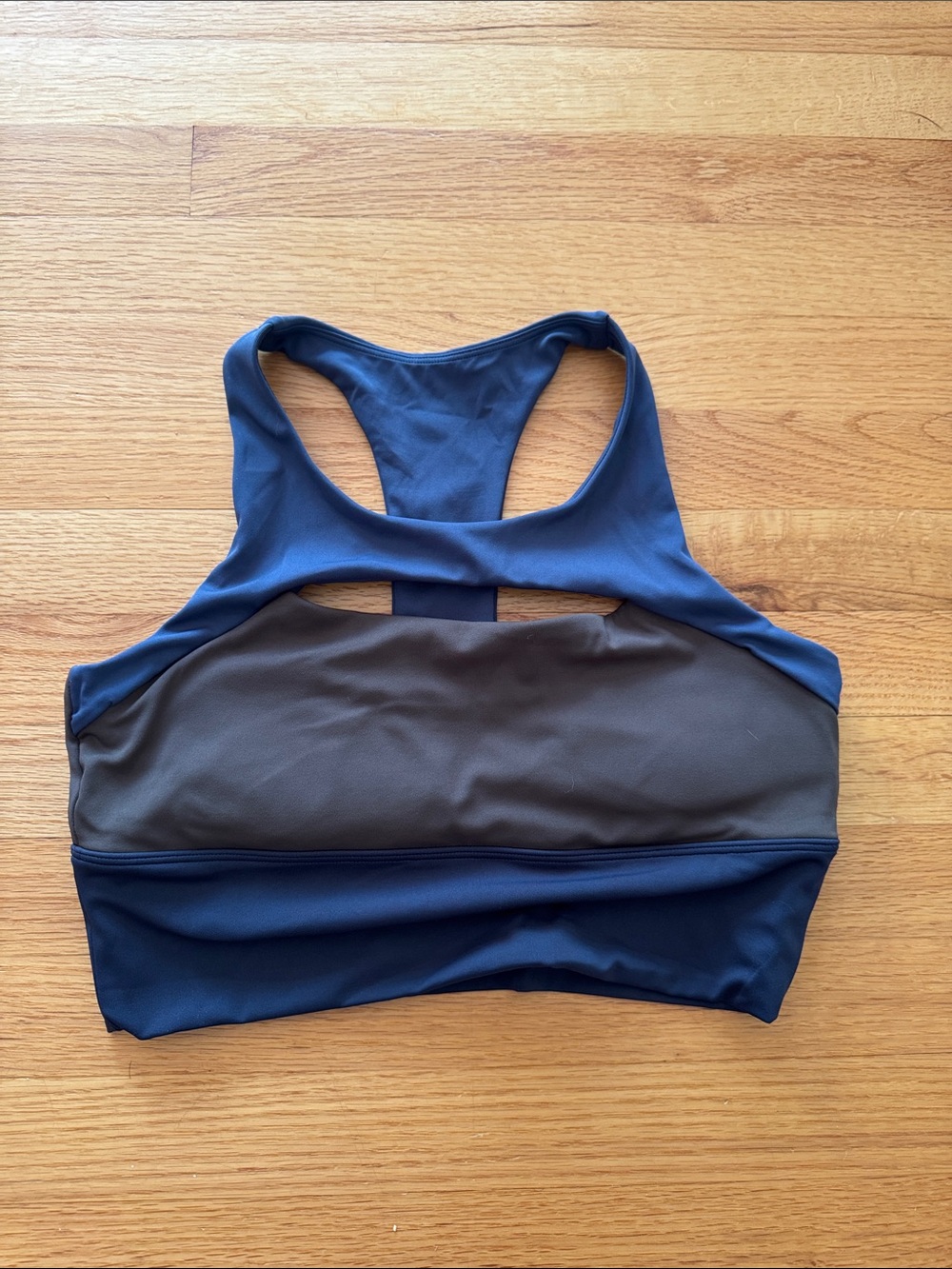 Two-Tone Navy and Charcoal Racerback Sports Bra - Unbranded